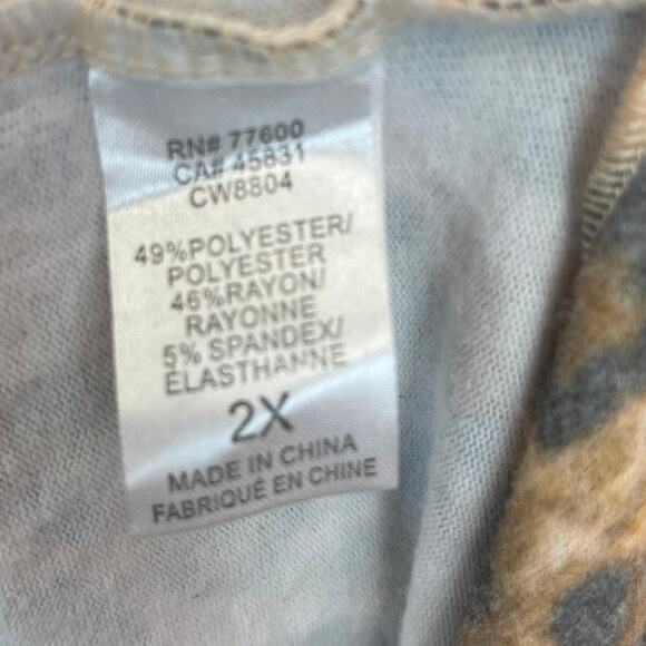 Chaser Womens 2X Animal Print Tunic Sweatshirt SOFT Crewneck Jaguar Leopard - Picture 5 of 7